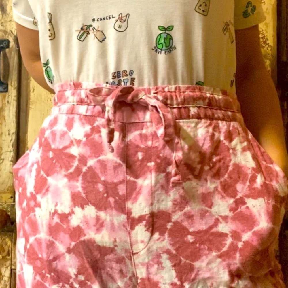 Old Navy High-Waisted Tie-Dyed Linen-Blend Wide-Leg Pants - Picture 3 of 9